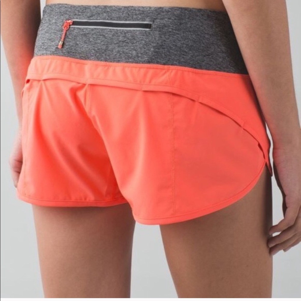 Coral and Gray Lululemon speed shorts